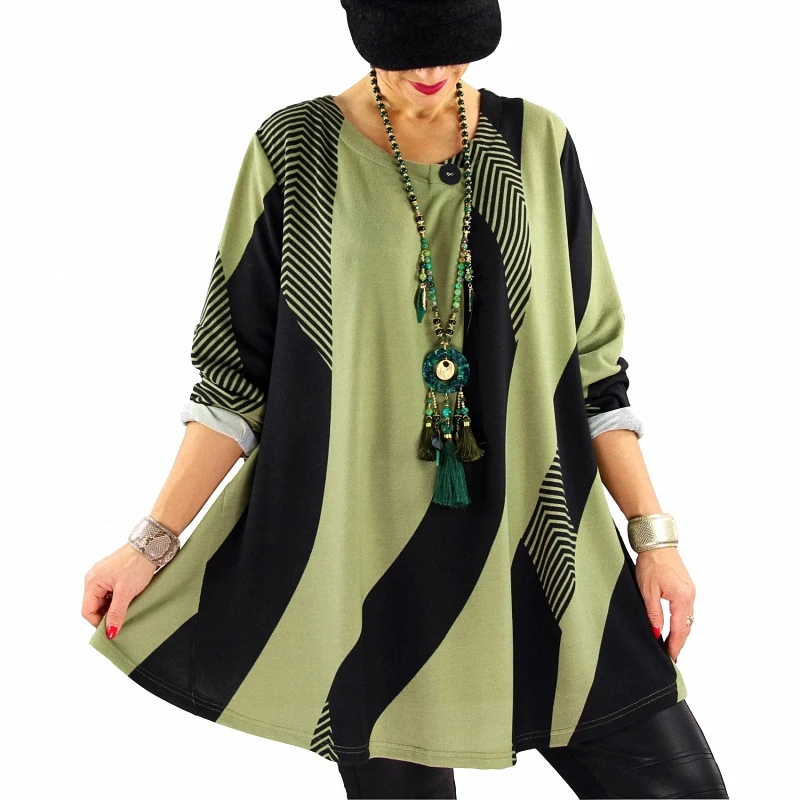 Женская футболка в полоску с длинным рукавом и круглым вырезом | одежда