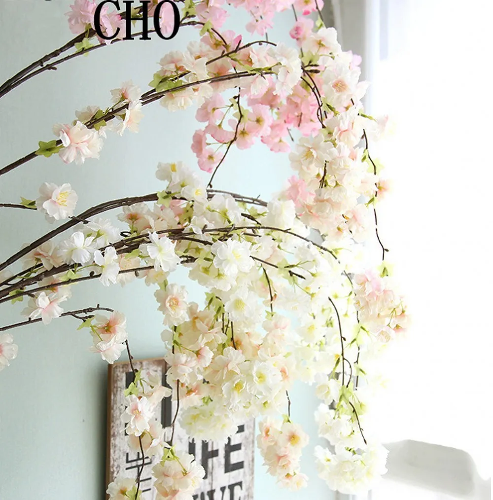 

Four Branches Each Bouquet Simulation Cherry Blossom Flower Long-Peach Branch Wedding Arch Decorative Flower Home Party Decor