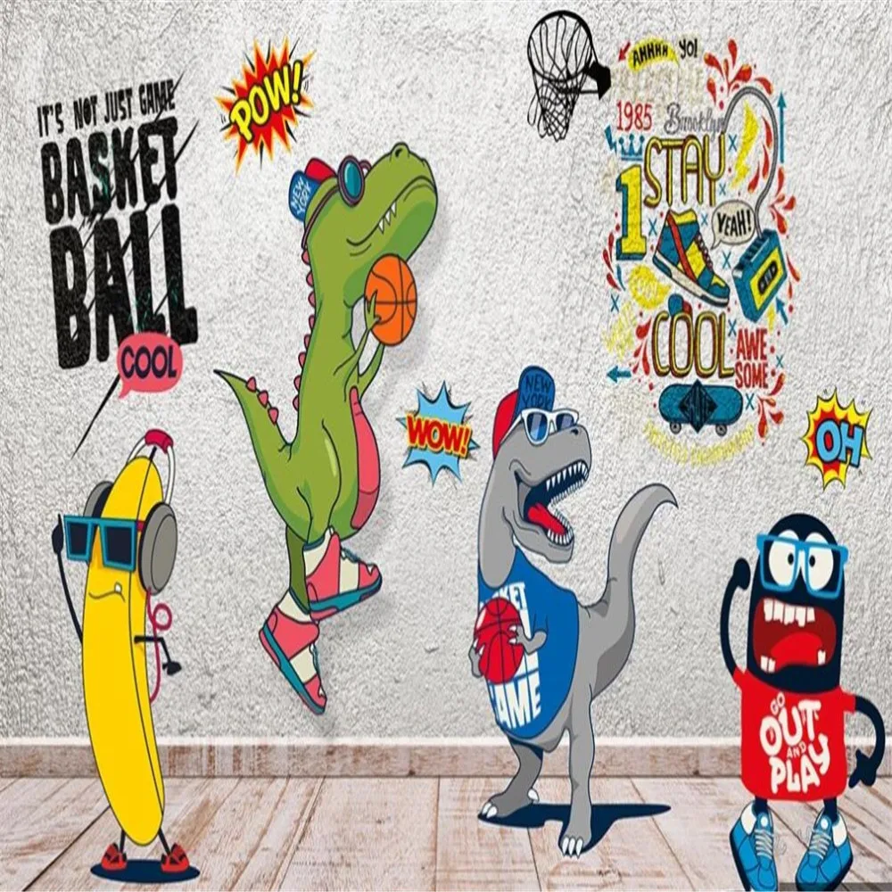 Объемные фотообои на заказ модное настенное покрытие с мультяшными животными