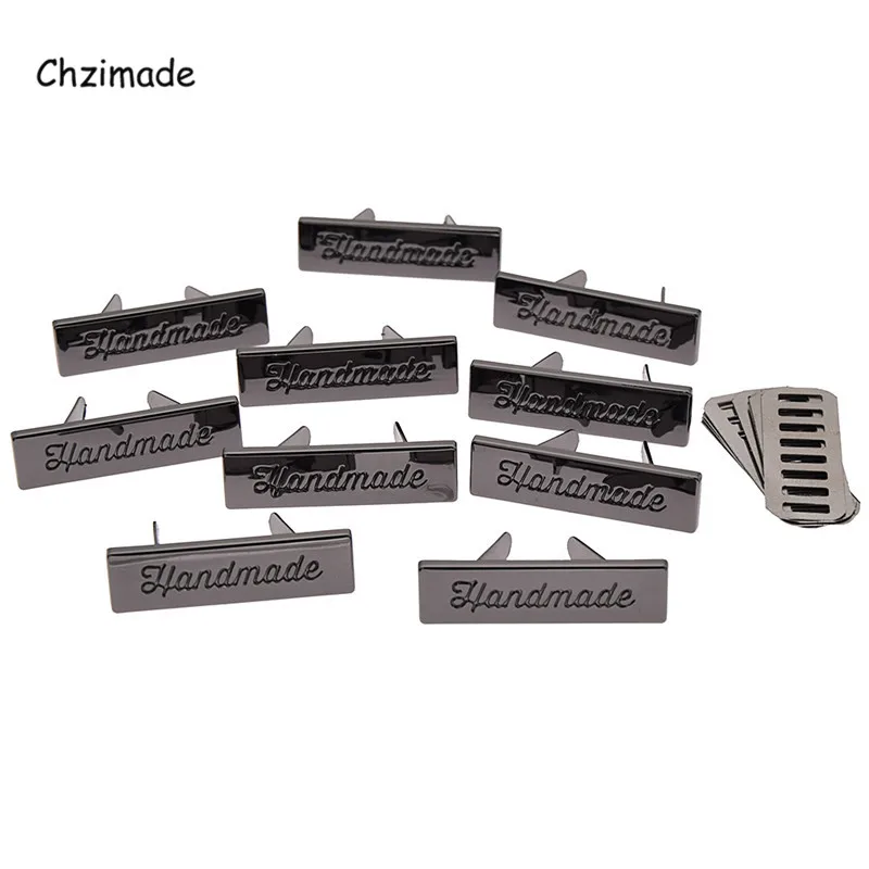 Chzimade 10 шт. золотые прямоугольные металлические ярлыки ручной работы для одежды