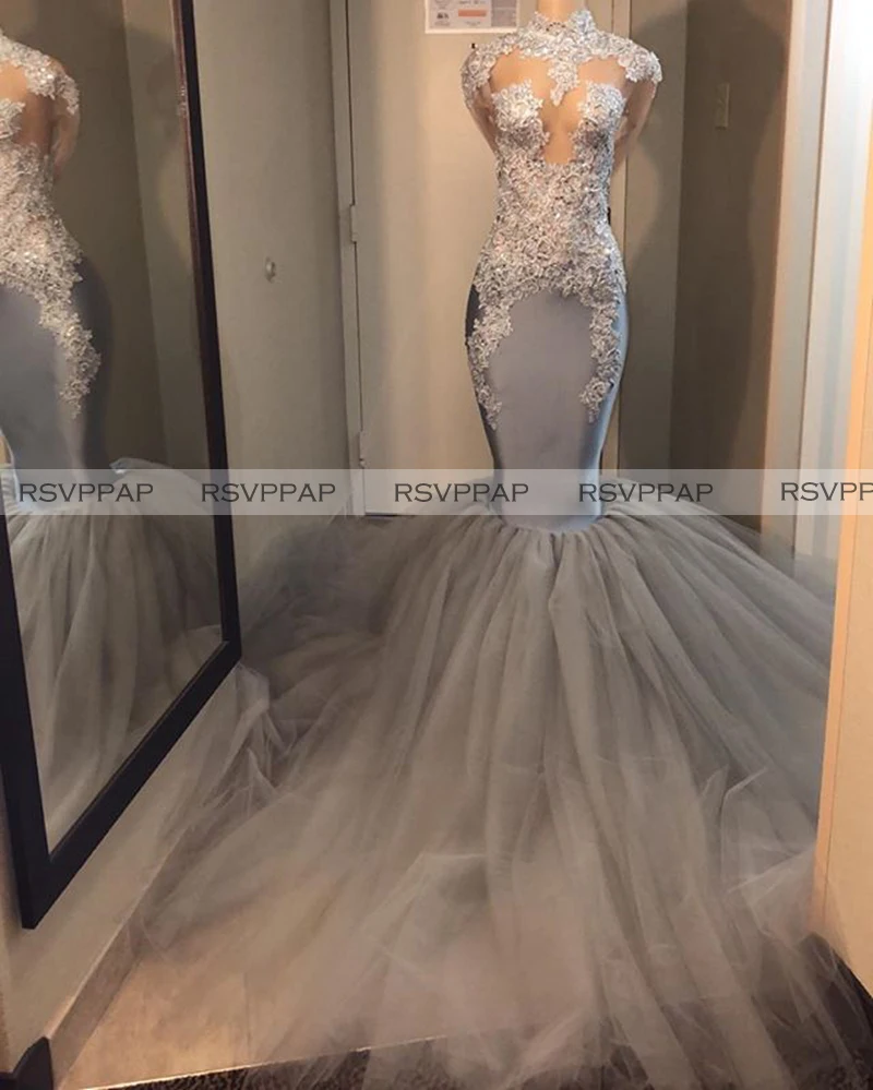 Длинное Элегантное платье для выпускного вечера с высокой горловиной и длинным