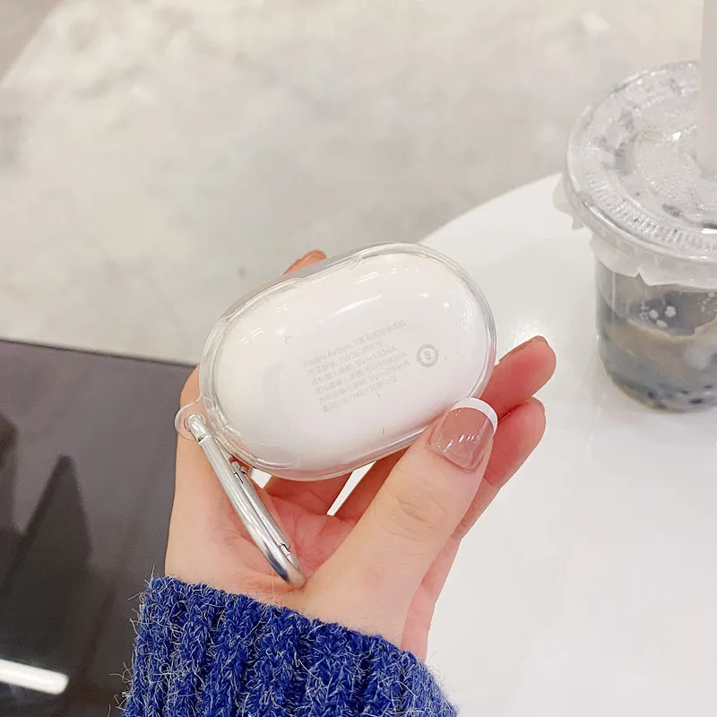 Милый прозрачный чехол со смайликом для XiaoMi Redmi AirDots 3 мягкий защитный из ТПУ