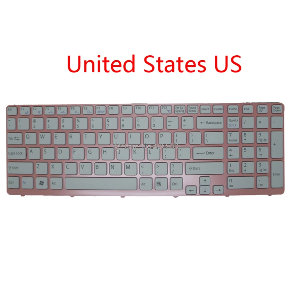 

Laptop US Keyboard For SONY For VAIO SVE15 SVE151190S SVE151290S English US white with pink frame new