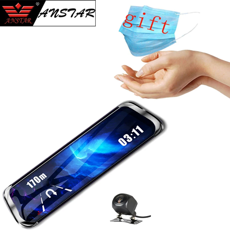 Зеркало заднего вида Anstar 10 дюймов 4G 1080P Android WiFi двойной объектив GPS навигация