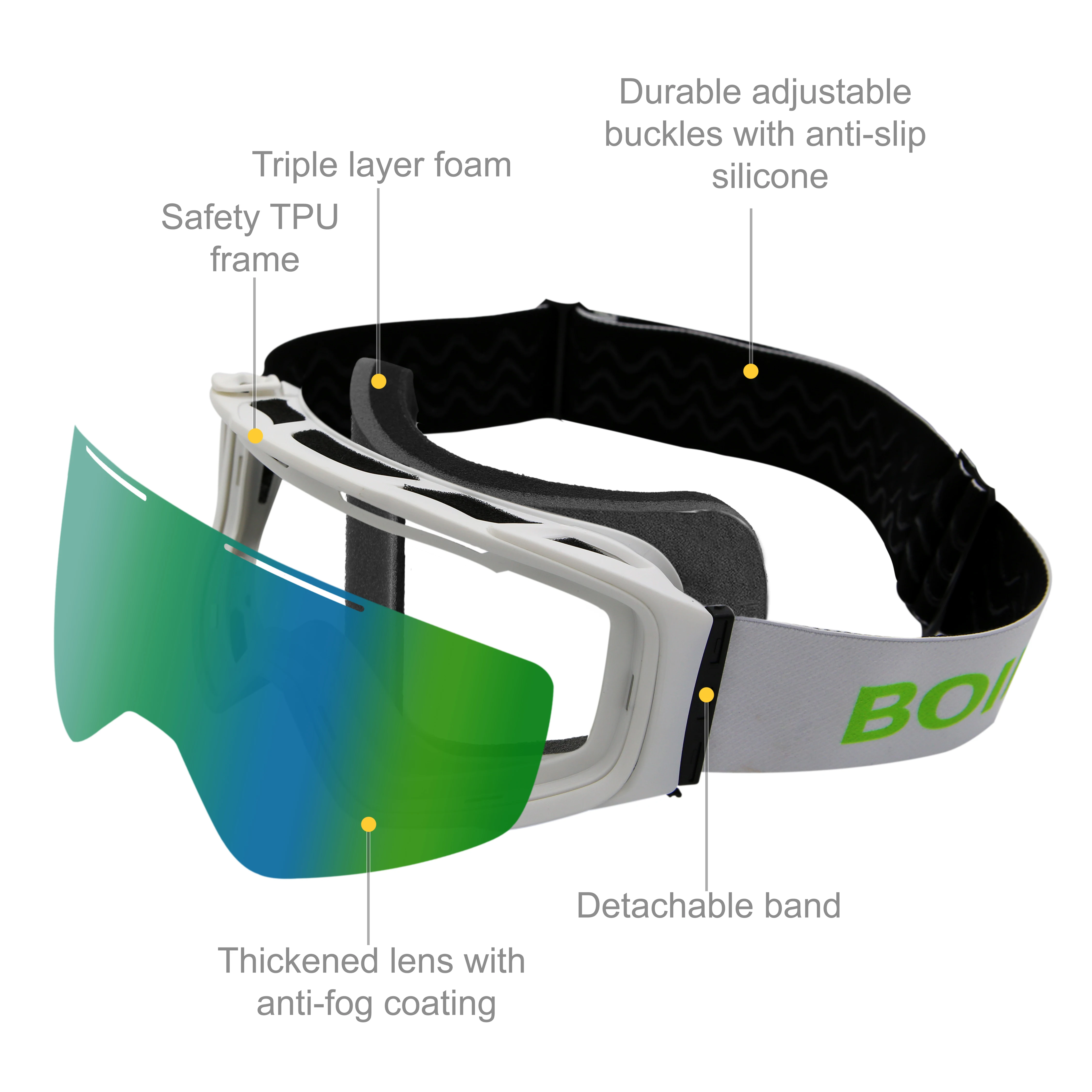 Лыжные очки маска регулируемые магнитные двухслойные для сноуборда с защитой от