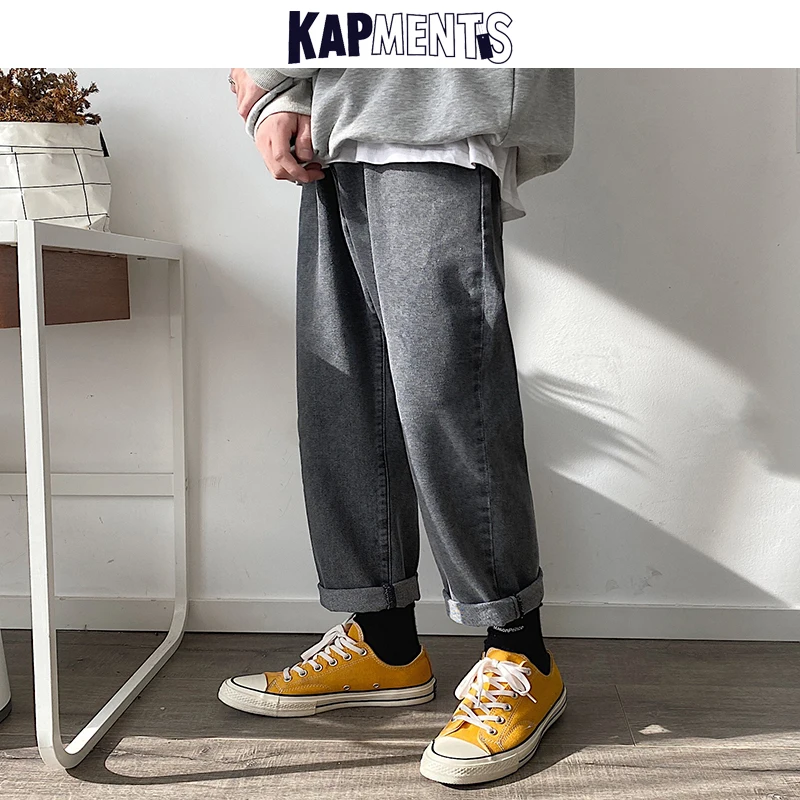 

Мужские однотонные мешковатые джинсы в стиле оверсайз, 2022, винтажные мужские уличные брюки в стиле Харадзюку с высокой талией, свободные дж...