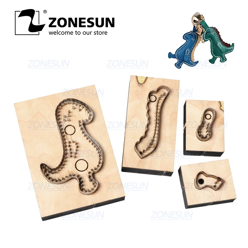 

ZONESUN, изготовленный на заказ, кожаный брелок для ключей с динозавром, высечки для ручной работы, кольцо для ключей, сделай сам, подвесное укра...