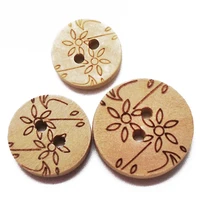 30pcs wood natural color laser flower wooden buttons 2 holes 13mm 15mm 18mm sewing diy scrapbooking crafts for handmade button