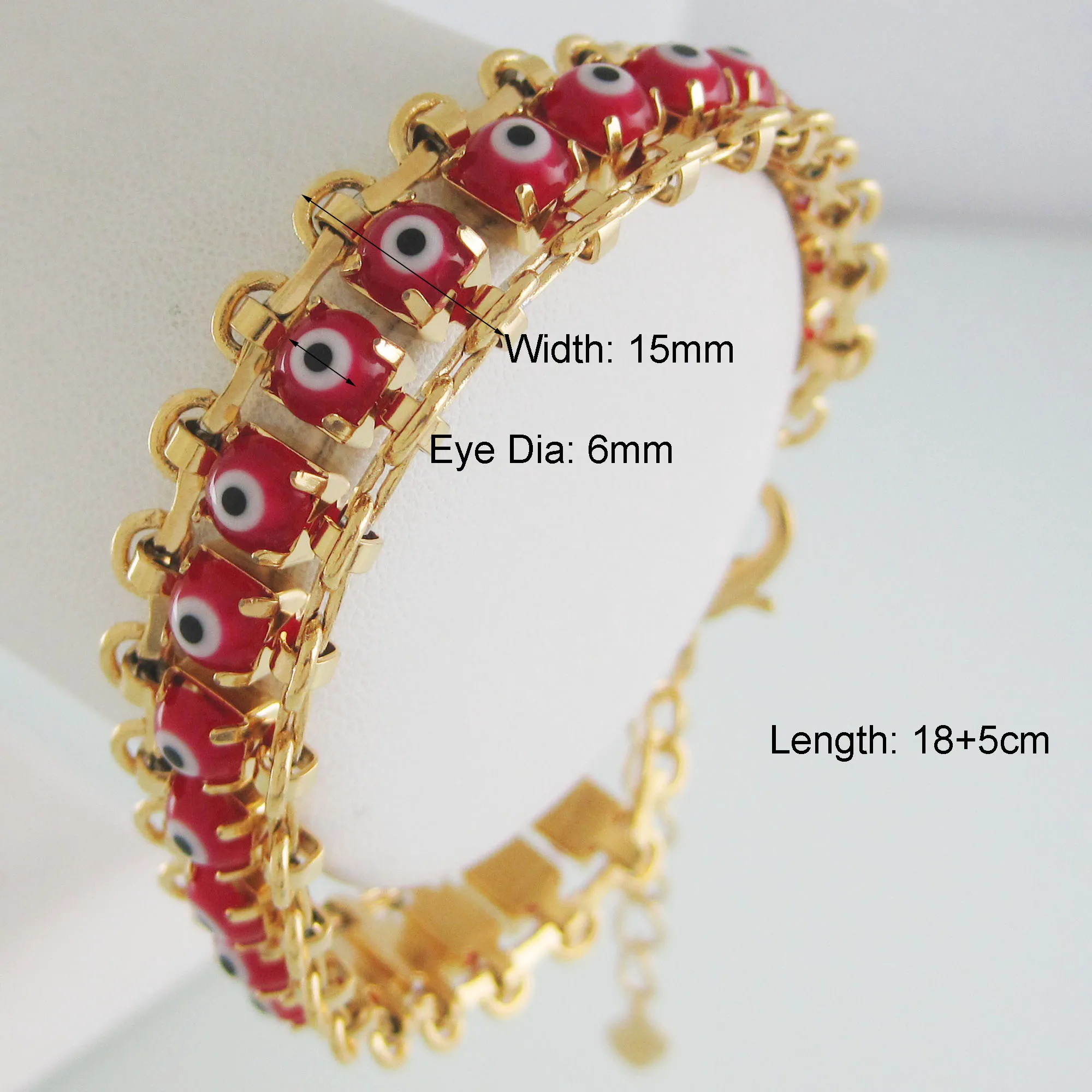 Браслет Foromance/8 2 дюйма из желтого золота с покрытием латуни от сглаза голубым