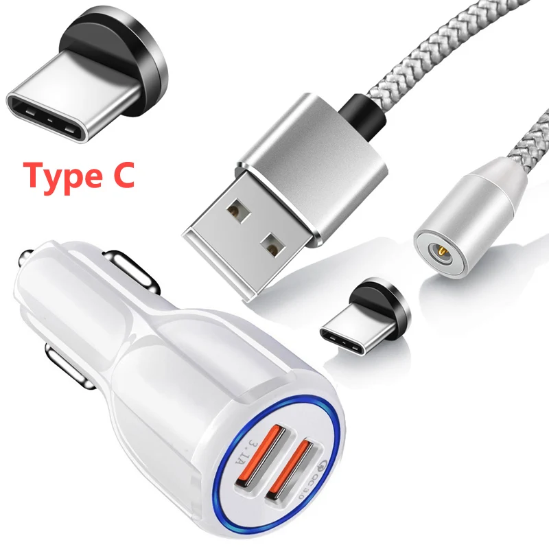 Магнитный кабель типа C QC 3 0 USB быстрое автомобильное зарядное устройство для Sony XZ4