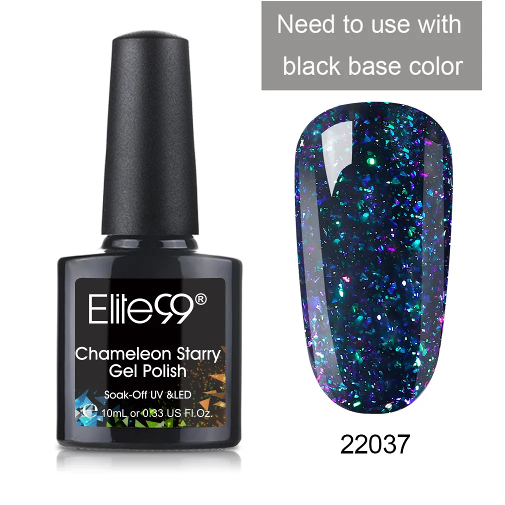 1 Piece 22037 Elite99 10 мл Хамелеон звёздный УФ-гель для ногтей черная основа необходимый блеск для дизайна ногтей Гель-лак замочить от DIY ногтей Гель-лак - Цвет: 1 Piece 22037
