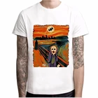 Футболка мужская повседневная, уличная одежда в стиле Харадзюку, белый смешной топ с изображением монстра Джокера