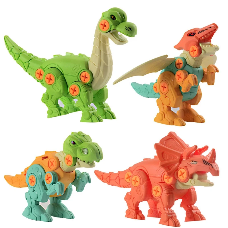 

4 предмета в комплекте, Детский костюм с динозаврами, игрушки разбирайте динозавров с инструментами "сделай сам", конструкторы набор стволов...