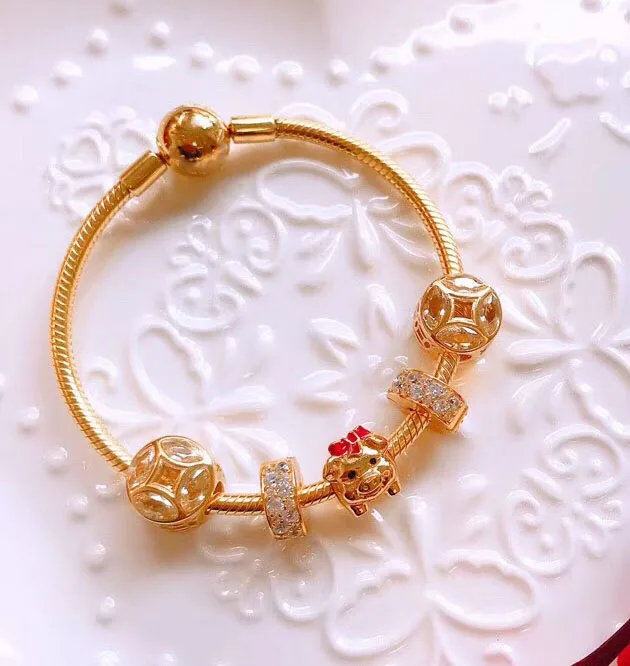 

LIDU 100%925 Silver High Quality Gold Pig Bracelet Gold Plated Gifts For Friends Free Delivery Manufacturers Wholesale