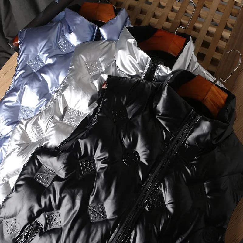 

New Men Stand Collar Waistcoat Winter Sleeveless Warm Padded Jacket Fashion Embossed Casual Vest Large Size XL-8XL Mens Vests