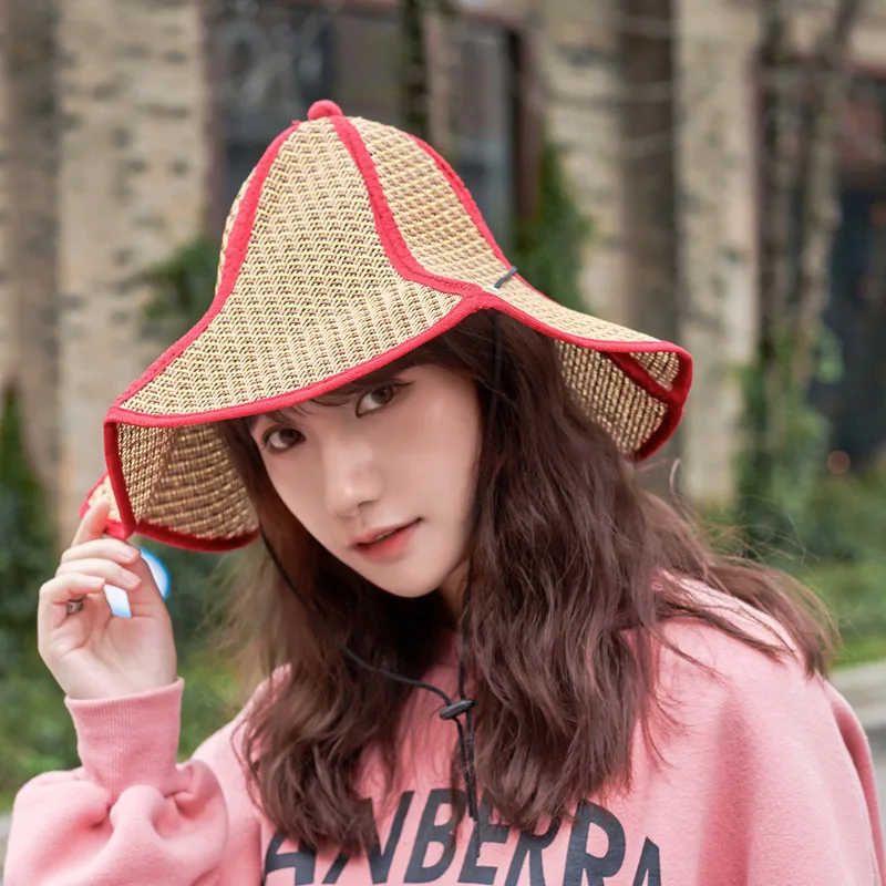 

New Crushhat Straw Hat Girl's Cap Men's Hat Triangle Cap Fabric Edge Covered Sun Hat Wholesale Hats for Women Sun Hat Women