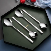 5 pcsset stainless steel spoons high quality kitchen restaurant tableware bar tools tea spoon dessert coffee ice cream spoons