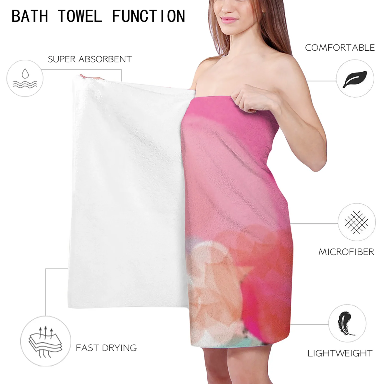 Розовое пляжное полотенце спортивное быстросохнущее из микрофибры одеяло для