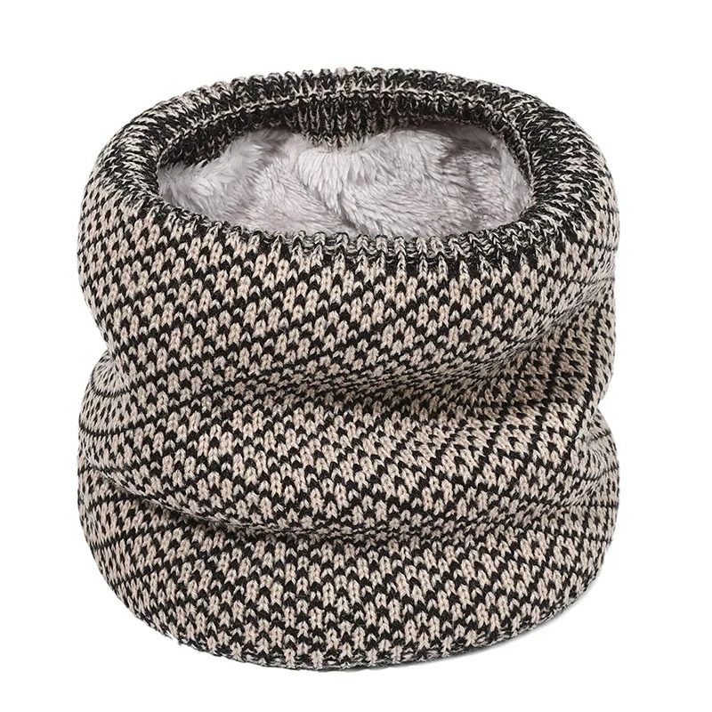 

Winter new women's knitted neckband warm Plush casual versatile personality solid color Plaid sleeve cervical neck cover