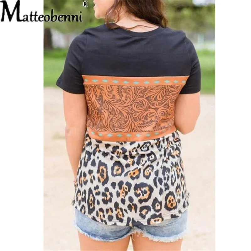 

Oversized Women T shirts 2021 New Summer Tees shirts Casual Short Sleeve O-Neck Leopard Print Loose Female T shirt Tops Big Size