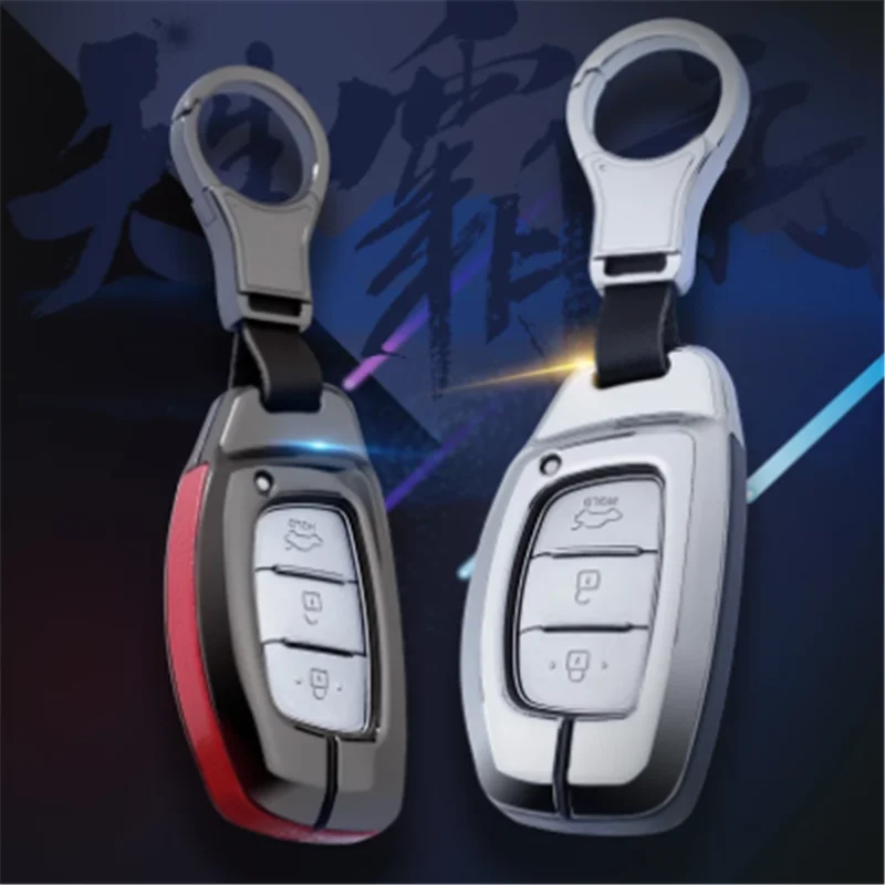 

Zinc alloy+Genuine Leather car key case cover For Hyundai Verna Sonata Elantra Tucson Auto Creta I10 I20 Santa Fe2016 2017 2018