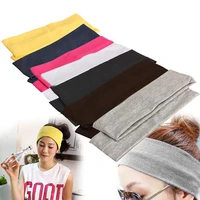 12pcs women solid color sweat cotton elastic headband wide high stretch hair band fashion women hairbands yoga hair accessories