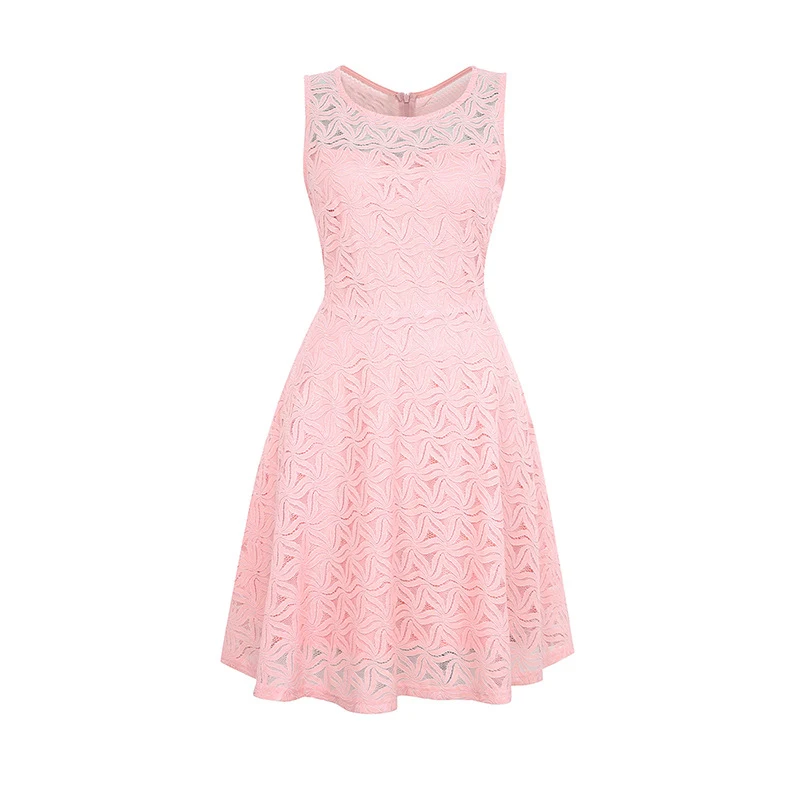 

Fashion Women Summer Dress Casual Sleeveless Floral Lace Hollow Out Party Sexy Ladies Short Mini Dresses