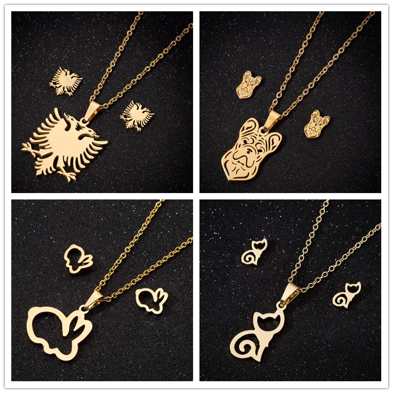 Oly2u милый Золотой ювелирный набор с албанским флагом двойной головой Орлом