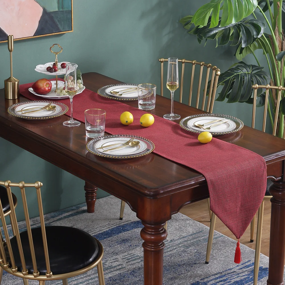 

Table Runner Modern Cotton Linen Tablecloth Solid Color TV Cabinet Dust Cover Home dinning table decoration wedding decoration