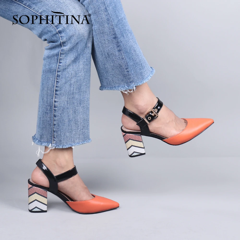 Женские туфли лодочки в полоску SOPHITINA элегантные офисные ручной работы из