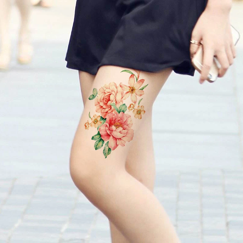 Татуировка на руку для женщины девушки боди-арт наклейка фламинго цветок бабочка