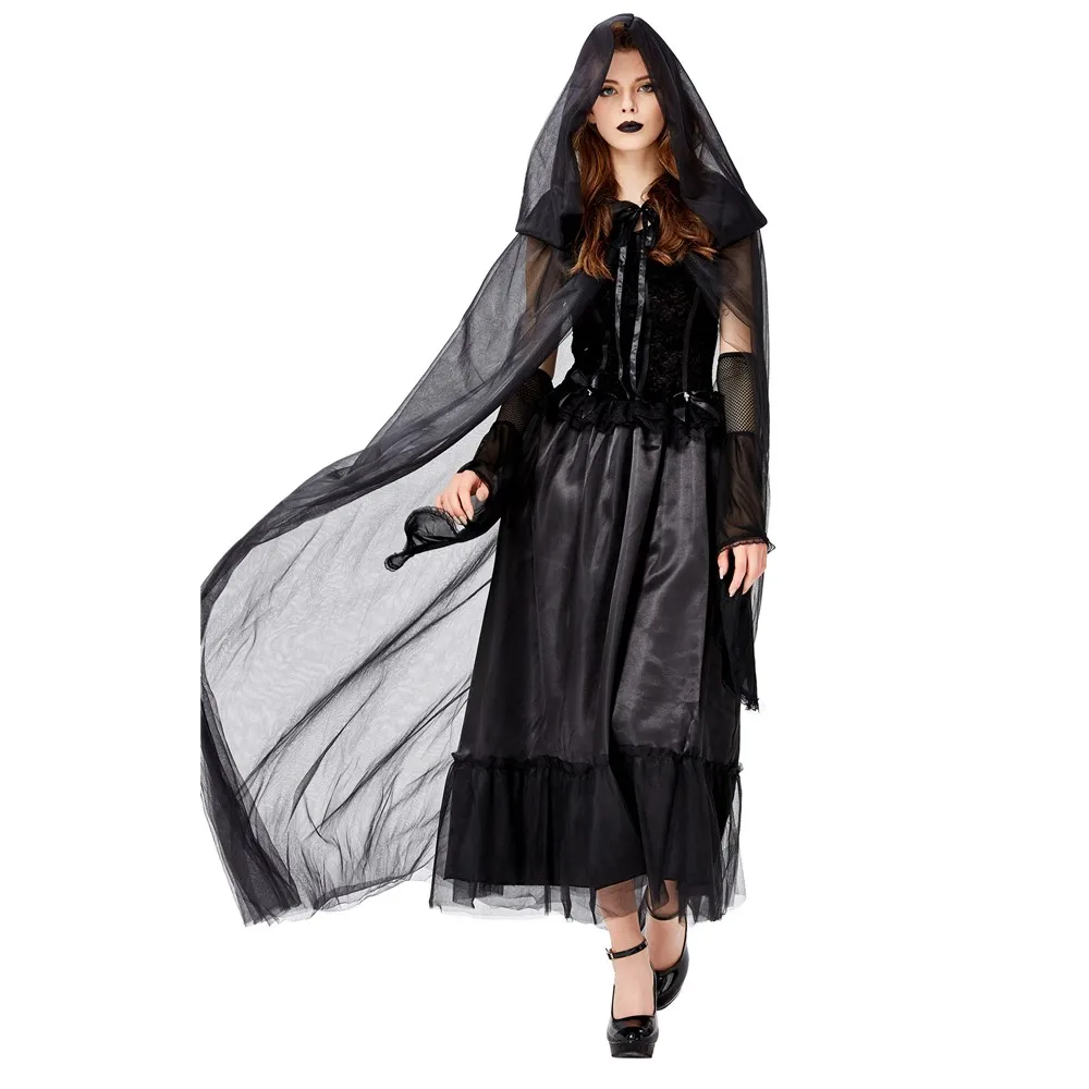 Сексуальный черный призрак невесты террор зомби волшебница праздничное