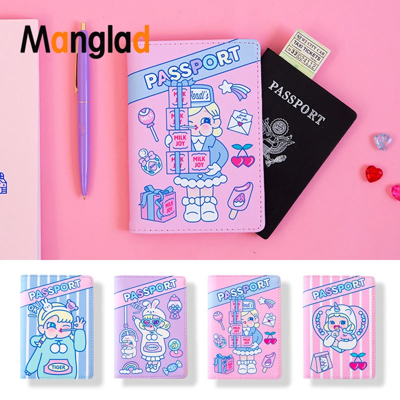 

Cartoon Unicorn Passport Cover Cute Pu Leather Business ID Credit Card Holder Case Women Travel Documents Protect Bag Wallet