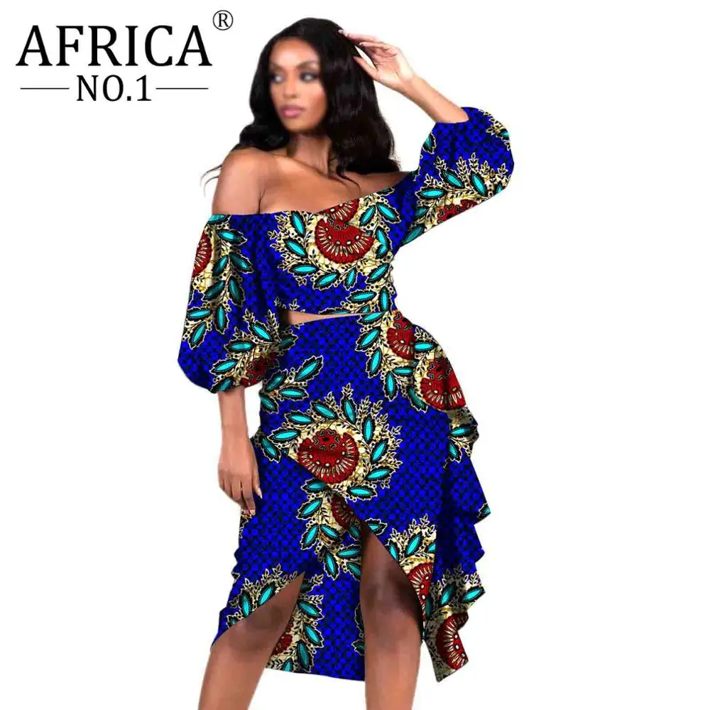 African Clothing for Women New fashion Dashiki Sexy Tops and Skrits 2 Pieces Set Party Outfits Ankara Attire Style Wear S1926034