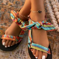 sandals womens summer european and american beach shoes velcro bow large size womens shoes flat sandals women shoes