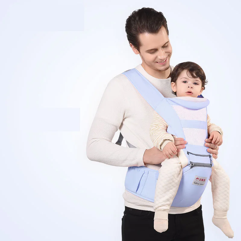 Light blue Брендовый Рюкзак-кенгуру для новорожденных; Детский рюкзак с ремнем на талии; удобный детский рюкзак с ремнем на плечо - Цвет: Light blue