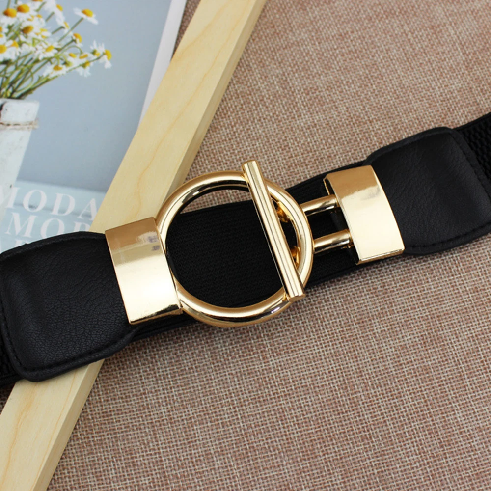 

2019 Women Wide Elastic Waist Belt Dress Belt Accessories Stretch Elastic Wide Corset Metal Buckle Waistband cinturones