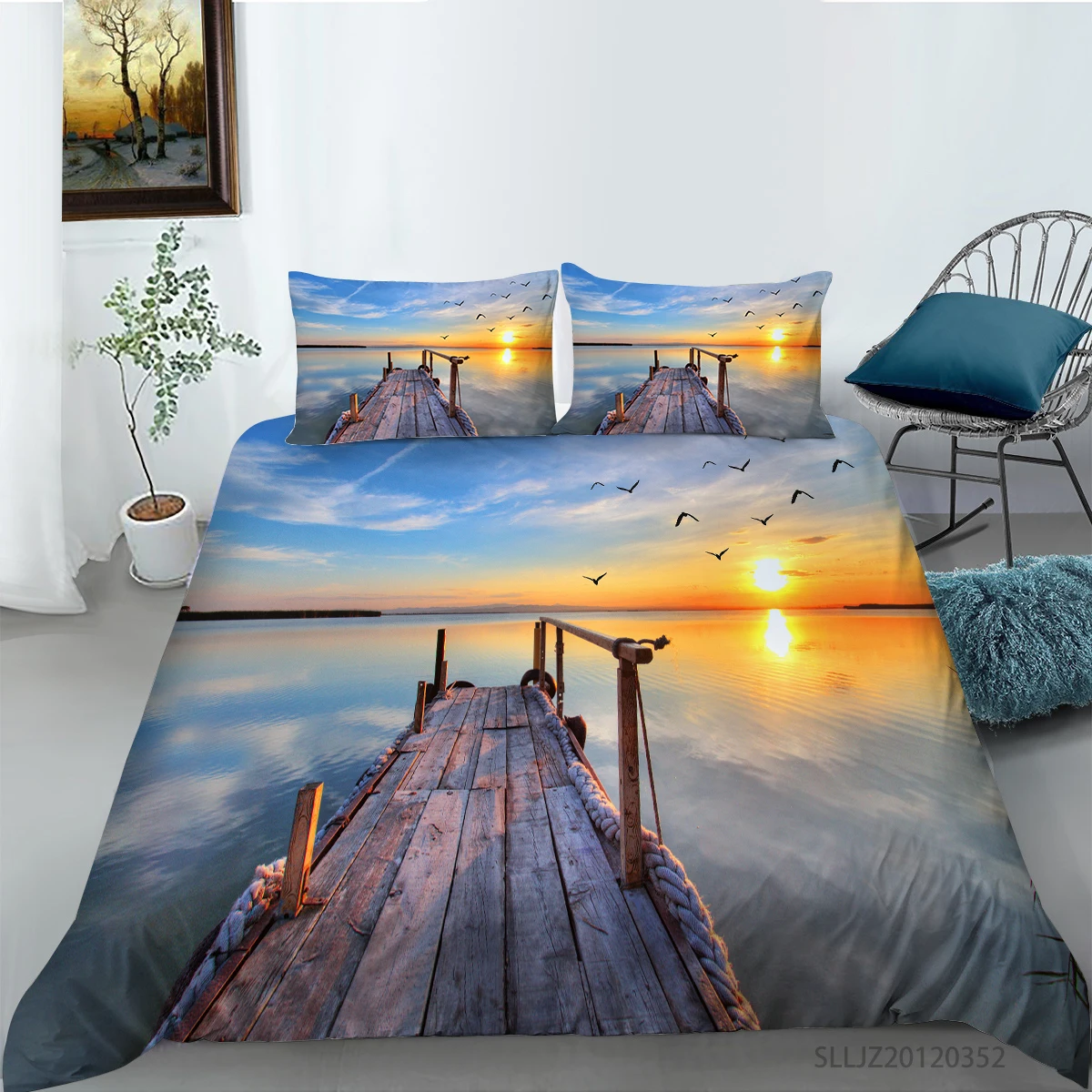 3D Чайка в закат печать высококачественные одеяла постельные принадлежности
