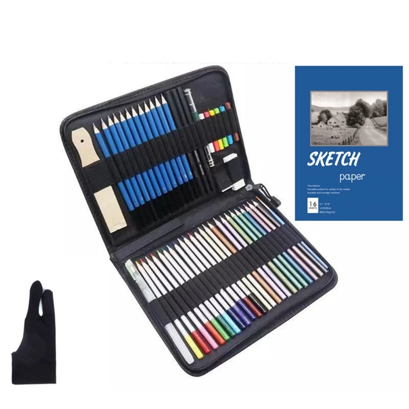

H05B 53Pcs Drawing Sketch Pencils Set Charcoal Pencil Eraser Art Craft Painting Kit