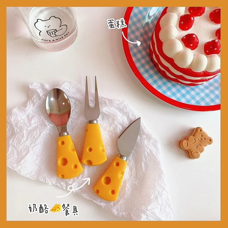 

1PC Cheese Knives Cutlery Wood Handle Steel Stainless Butter Spatula ForK Spoon Flat Shovel Creative Kitchen Cooking Tools