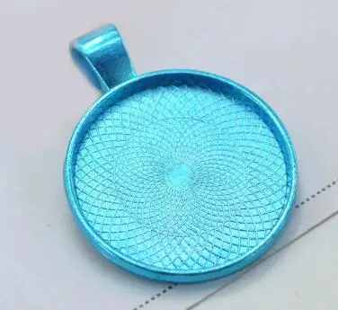 Azure Color 10 шт./лот, пустая основа подвески из сплава, 20 мм, 25 мм, 30 мм, Стеклянные Кабошоны, камея, поднос, сделай сам, ювелирное изделие, подвеска, фурнитура - Цвет: Azure Color