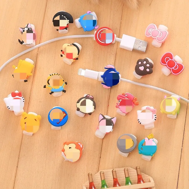 20 шт./лот Милая мультяшная фигурка USB кабель для передачи данных протектор