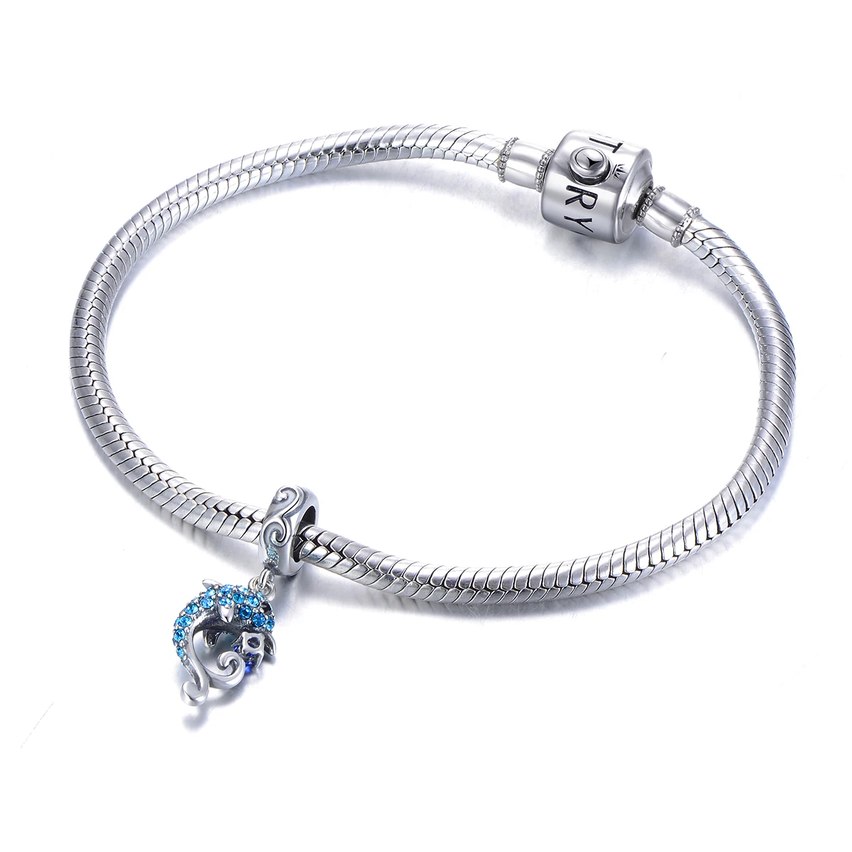 S925 Серебряные Подвески из бисера Голубой дельфин Whit блестящий кулон Fit
