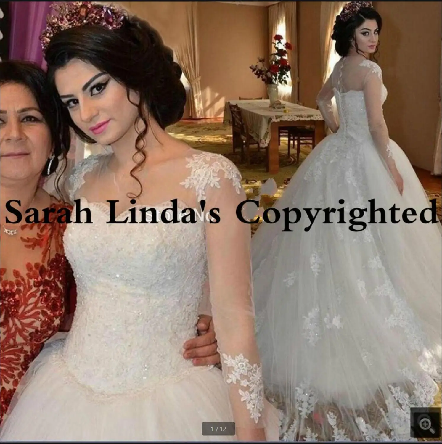 

2020 Vestido De Noiva ball gown long sleeve wedding dress lace appliques beading sequined wedding gowns modest muslim bride gown