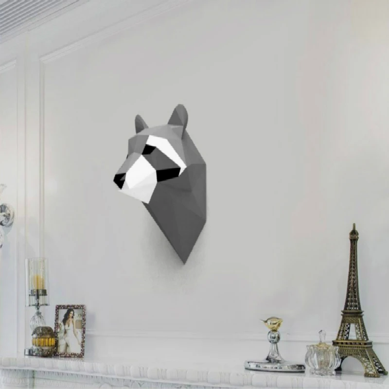

3D Raccoon Animal Paper Model Wall Art Sculpture Toy Home Decor Living Room Decor DIY Paper Craft Model Party Gift