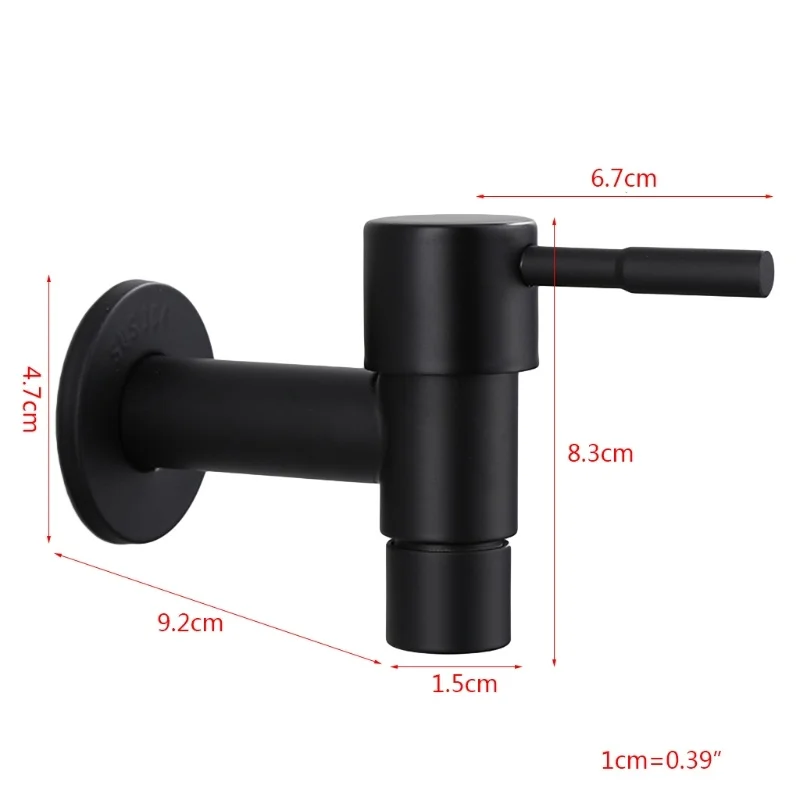 

Stainless Steel Faucet Black Wall Mounted Washing Machine Tap Bath Toilet Mop Pool Water Taps for Outdoor Garden Bathroom