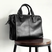 2021 new natural cowskin genuine leather mens briefcase fashion large capacity business bag black male shoulder laptop bag