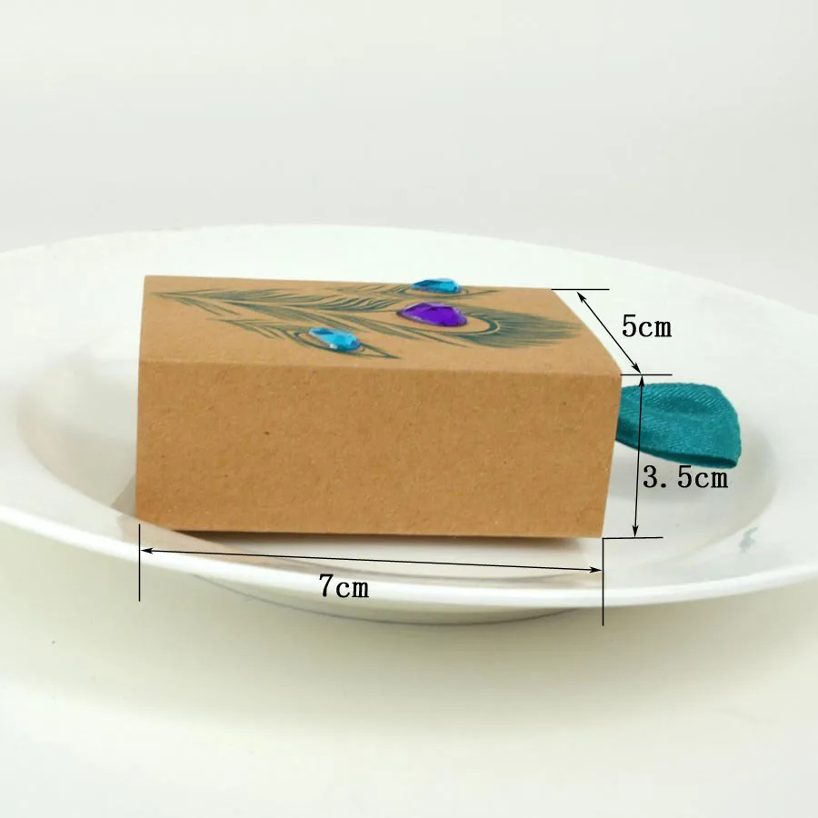 50pcs Kraft Paper Matchbox Favor Gift Box Feather Pattern Wedding Birthday Party Packing DIY Candy Chocolate | Дом и сад