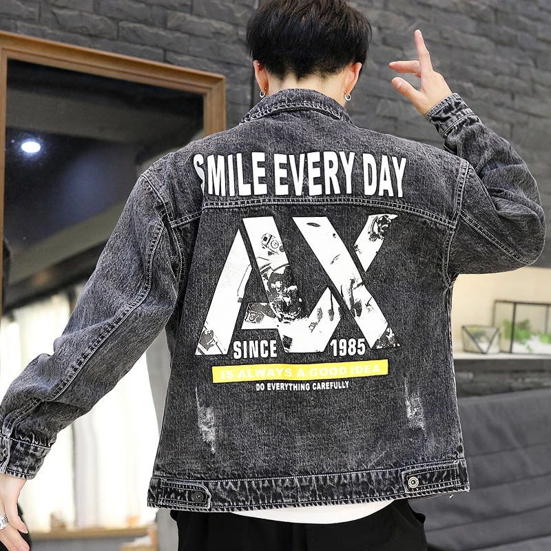 Мужская джинсовая куртка уличная хип хоп летная мужская брендовая рваная
