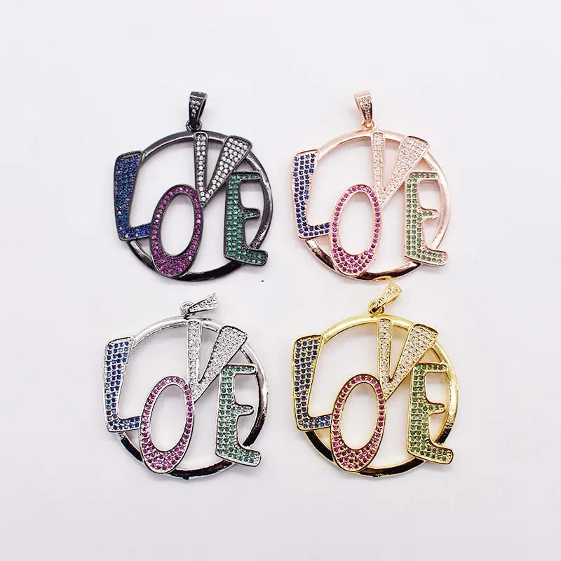 

35mm High Quality Mixed Color CZ Micro Pave Pendant For Jewelry Making